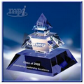 Legend Of Success Crystal Pyramid Award - Blue/Clear (6"x6"x6")
